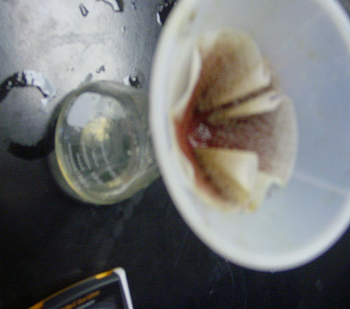 Iron Filings and Copper II Chloride - copper precipitate in filiter paper